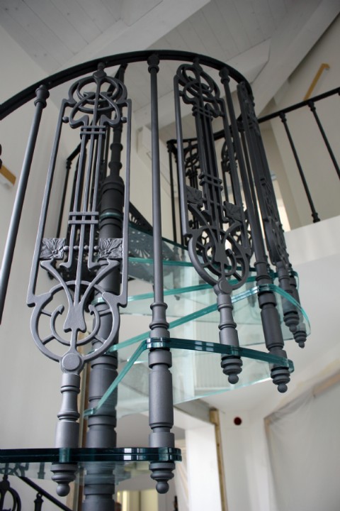 CAST IRON AND GLASS STAIRCASE 
