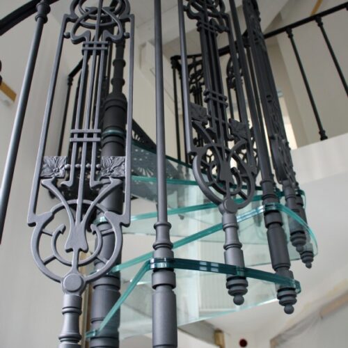 CAST IRON AND GLASS STAIRCASE